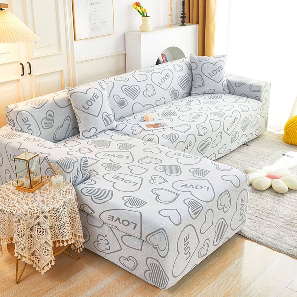 Amazon.com: YOPOIY Elastic Love Pattern Sectional Couch Cover